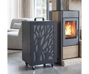 Conteneur à granulés HWC-Q30, bac à granulés, boîte de rangement pour, par exemple, l'alimentation animale, pieds en roulettes, dimensions : 64 x 36 x 36 cm, couleur : anthracite