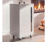 Conteneur à granulés HWC-Q30, bac à granulés, boîte de rangement pour, par exemple, nourriture pour animaux, fenêtre transparente, roulettes, dimensions : 86 x 36 x 36 cm, couleur : blanc/gris clair