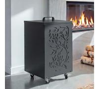 Conteneur à granulés HWC-Q30, boîte à granulés, boîte de rangement pour, par exemple, l'alimentation animale, pieds en roulettes, dimensions : 64 x 36 x 36 cm, couleur : anthracite