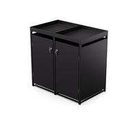 Blumfeldt BinSafe conteneur à poubelles 2 poubelles jusqu'à 240 L résistant aux intempéries, verrouillable, végétalisé, acier galvanisé