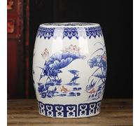 Conteneur à Riz En Céramique 10/15/25kg Porcelaine Bleue Et Blanche Hermétique Seau à Riz Style Chinois Rétro Pour Thé, Farine(C,10kg)