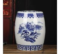 Conteneur à Riz En Céramique 10/15/25kg Porcelaine Bleue Et Blanche Hermétique Seau à Riz Style Chinois Rétro Pour Thé, Farine(B,15kg)