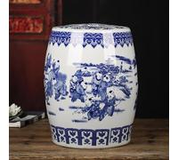 Conteneur à Riz En Céramique 10/15/25kg Porcelaine Bleue Et Blanche Hermétique Seau à Riz Style Chinois Rétro Pour Thé, Farine(A,10kg)