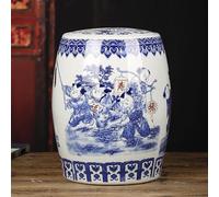 Conteneur à Riz En Céramique 10/15/25kg Porcelaine Bleue Et Blanche Hermétique Seau à Riz Style Chinois Rétro Pour Thé, Farine(E,25kg)