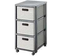 Rotho Country Conteneur à roulettes avec 3 tiroirs, Plastique (PP) sans BPA, cappuccino, 3 x A4/18l (37.5 x 32.5 x 71.2 cm)
