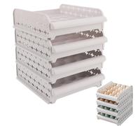 Conteneur à œufs Au Réfrigérateur, 4 Pièces, 80 Grilles, Tiroir De Stockage D'œufs Empilable, 4 Couches Pour la Maison, Pique-nique, Restaurant(beige)