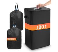 Conteneur de collecte avec couvercle - Sac de stockage pour les dépôts consigne - Tri des bouteilles - Grand confort de transport - 100 litres - Noir