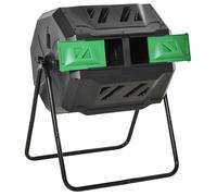 Conteneur de compostage - Composteur rotatif avec 2 bacs - 71 x 65 x 96 cm - Noir et vert