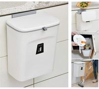 Conteneur de compostage Famanu pour la cuisine - 9 litres avec couvercle, suspendu, idéal pour la salle de bain et la chambre, de couleur blanche