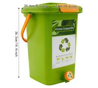Conteneur de compostage pour la cuisine - Seau de stockage - 15 litres - Rectangulaire - Modèle autoportant - Couvercle à fermeture hermétique - Double couvercle