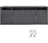Conteneur de déchets pour jardin, capacité de 4 x 52,79 gallons, pour une utilisation extérieure, en acier renforcé, avec système de fermeture, armoire étanche pour jardin, cour arrière ou terrasse