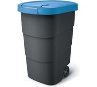 Conteneur de jardin à roulettes WHEELER anthracite avec couvercle bleu 110l
