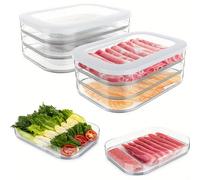 Conteneur de rangement de cuisine 1-4 couches, conteneur à viande pour réfrigérateur, conteneur à charcuterie avec couvercles pour réfrigérateur, boîtes de préparation de repas empilables pour le stoc