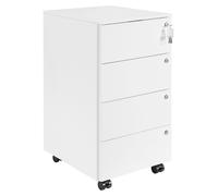 Conteneur de rangement sur roulettes, 4 tiroirs, verrouillable, mobile, blanc
