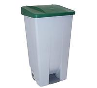 Poubelle à pédale grise/verte, capacité : 120 litres