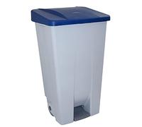 Poubelle à pédale grise/bleue, capacité : 120 litres