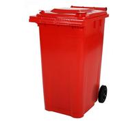 Conteneur de recyclage pour deux roues, 80 litres, de couleur rouge
