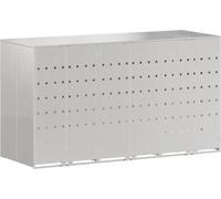 Conteneur de recyclage pour voiture vidaXL, pour 3 compartiments, en acier inoxydable, argenté