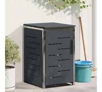 Conteneur de stockage pour rouleaux, en acier inoxydable, boîte à poubelles anthracite, dimensions 77,5 x 69 x 112,5 cm, avec couvercle à fermeture douce, extensible, idéale pour l'extérieur, le jardi