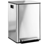 Conteneur de stockage - Seau - 2 x 20 litres - Couvercle avec système de fermeture douce - Résistant aux traces de doigts - Acier inoxydable/plastique - Argenté