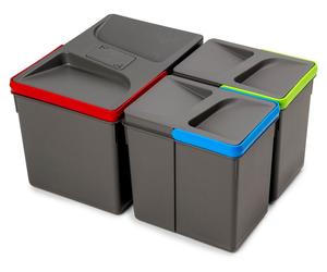 Conteneur de tiroir de cuisine Emuca pour le recyclage, avec couvercle étanche aux odeurs, hauteur 216 mm