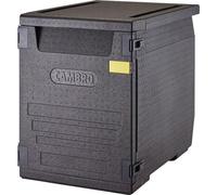 Conteneur de transport Cambro pour chargeur frontal, d'une capacité de 155 litres, compatible avec les tuyaux GN 1/1, GN 1/2 et GN 1/3.