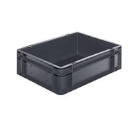 LA-KA-PE Conteneur de transport gerbable L400xl300xH120mm gris PP poignée traversante par Quantité:1