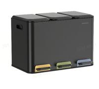 Conteneur de tri avec 3 compartiments en acier – Bac de recyclage de 45 litres – 60,5 x 38,8 x 42,7 cm – couleur noire