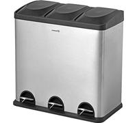 Conteneur de tri des déchets de 60 litres avec 3 compartiments - en acier inoxydable