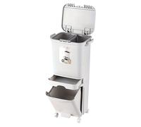 Conteneur de tri des déchets de cuisine - Double bac avec pédale - 37 litres - Plastique PP - Blanc - Montage requis