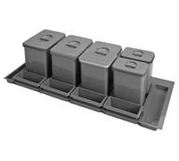 Conteneur de tri Ekotech, capacité : 3 x 15 litres + 2 x 7 litres, couleur gris foncé, modèle extractible