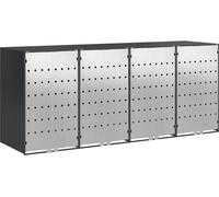 Conteneur de tri pour voiture, marque vidaXL, pour 4 compartiments, en acier inoxydable, couleur anthracite
