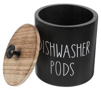 Conteneur en bois rond pour pastilles de lave-vaisselle, 1 pièce, couleur noire