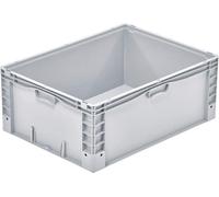 Conteneur européen 800x600x320 mm, grand conteneur, norme européenne, grand conteneur en plastique, boîte industrielle et de stockage, 1 pièce, gris