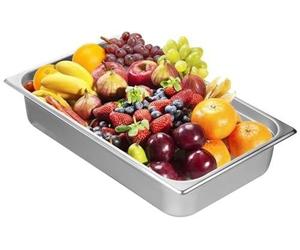 Conteneur gastro-hôtelier, poêle - Conteneur en acier inoxydable GN 1/1 - Profondeur de 10 cm - Épaisseur du matériau : 0,8 mm - Anti-encrassement, empilable - Pour buffets, restauration, traiteur