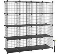 Conteneur métallique modulaire à 16 compartiments – Système de surcharge par câble – Palettes à monter soi-même – Empilable et modulable – noir