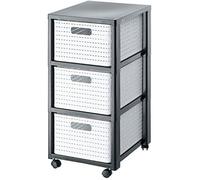 Rotho Country Conteneur roulant à 3 tiroirs, Plastique (PP) sans BPA, blanc, 3 x A4/18l (37,5 x 32,5 x 71,2 cm)
