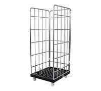 Conteneur roulant STIER 3 parois, galvanisé, plateau coulissant en plastique LxlxH 815x724x1 630 mm