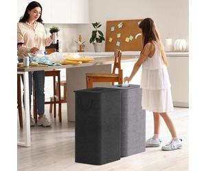 Conteneur Unyqoos® pour bouteilles consignées, gris foncé, 100 L – Récipient de collecte avec couvercle en plastique souple et poche intérieure amovible, tissu cationique 300D
