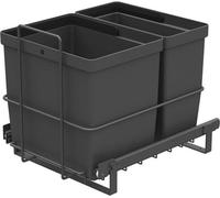 Conteneurs à déchets coulissants pour le tri des déchets - 2 bacs - Anthracite - pour la cuisine