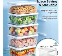 Conteneurs de stockage alimentaire empilables de grande capacité avec couvercles, boîtes de stockage de légumes et de fruits pour l'organisation du réfrigérateur et du congélateur, convenant pour le s