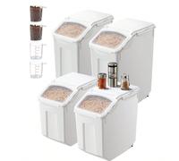 Conteneurs de stockage de riz, bocaux de stockage, distributeurs de nourriture pour chiens, 4 pièces, 2 x 15 L / 20 L x 2 conteneurs pour ingrédients de cuisine, céréales, conteneurs de nourriture pou