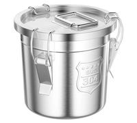 Conteneurs pour riz et céréales - Récipients de stockage - 6 litres - Acier inoxydable 304 - 20 x 20 cm - Couvercle hermétique avec 3 clips - Argent