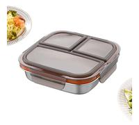Contient : 600 ml, 17,6 x 17,6 x 5 cm, étui alimentaire résistant aux fuites, design de rangement à triple section, support de salle à manger en acier inoxydable | Compagnon d'emballage alimentaire