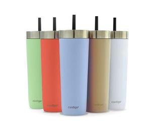 Contigo No-Spill Tumbler Isotherme avec Paille, Froid 14 h, 720 ml | Tumbler isotherme étanche avec paille intégrée et isolation THERMALOCK, conserve les boissons froides 14 h