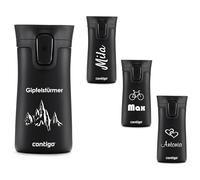 Contigo Pinnacle AUTOSEAL Gobelet isotherme en acier inoxydable avec gravure - Nom - Tasse de voyage - Tasse à café à emporter, anti-fuite, couvercle Easy Clean sans BPA, 300 ml (noir mat)