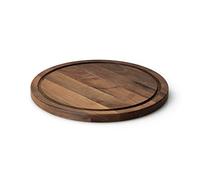 Continenta Assiette à steak avec rainure de jus de fruits, en noyer, Ø 28 x 1,8 cm, plateau à goûter, plateau à pain et à service, perforation naturelle avec huile