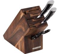CONTINENTA Messerblock, Akazie 22x9,5x20 cm 4870 4017167487007 Vorteilset – 2 Stück – inkl. 4 Edelstahl-Trinkhalme