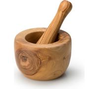 CONTINENTA Mörser, Olivenholz Ø ca,14x10 cm 4948 4017167494807 Vorteilset – 2 Stück – inkl. 4 Edelstahl-Trinkhalme