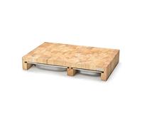 Continenta Planche à découper bois de caoutchouc 3 tiroirs acier inoxydable 50 x 32,5 x 8 cm Marron